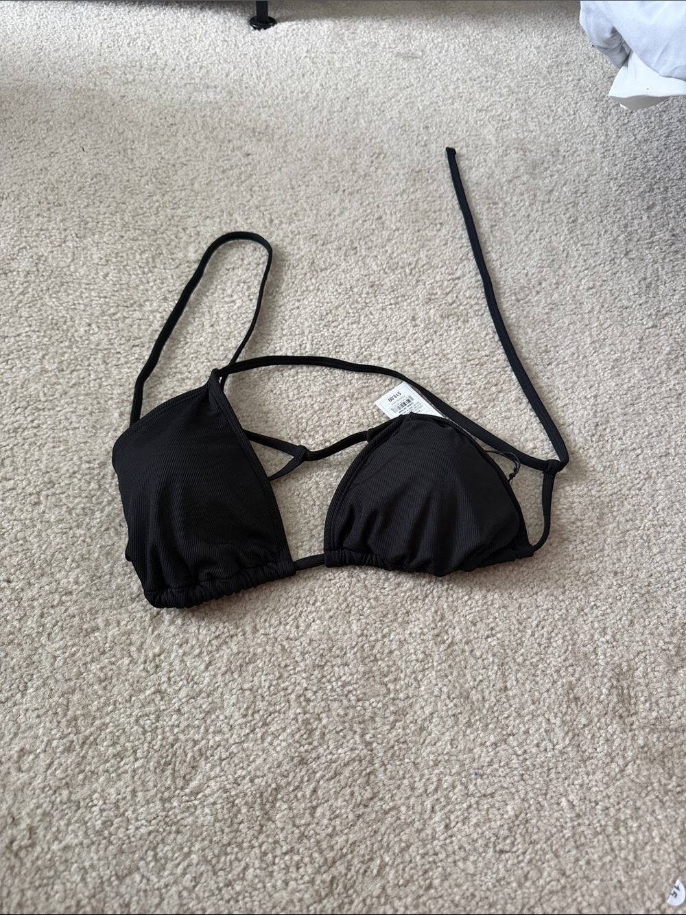 Shade & Shore Black Ribbed Triangle Bralette